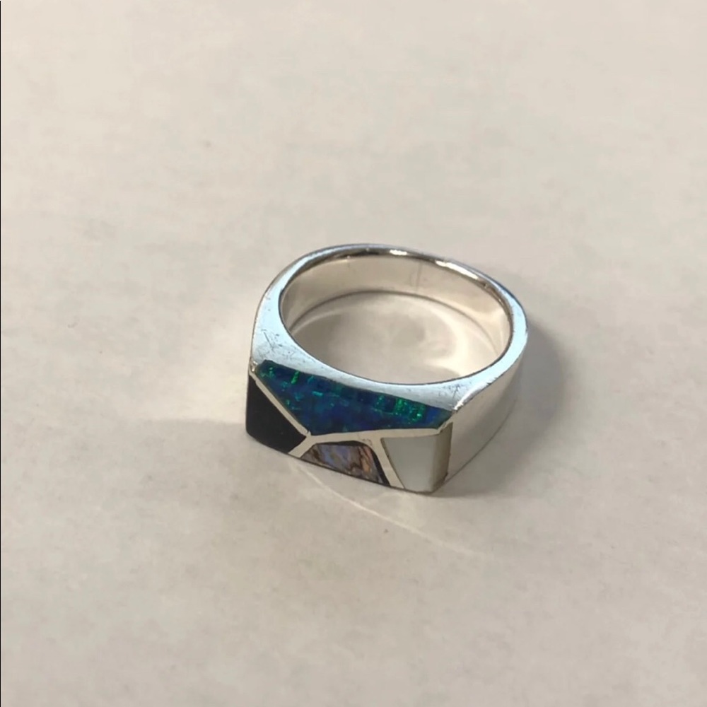 Stylish .925 Sterling Silver multi color Sz 8